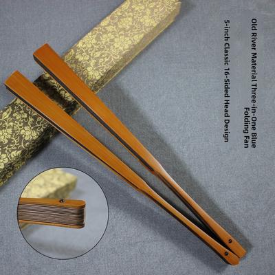 浙江派精工纯手工折扇老黄竹同材质三河清老四川材质覆古系列折扇