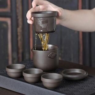 内胆过滤泡茶壶定制LOGO 紫砂旅行茶具快客杯功夫泡茶器车载便携式
