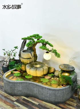 流水景观循环水阳台养鱼池摆件假山鱼缸造景室内鱼池办公室水景