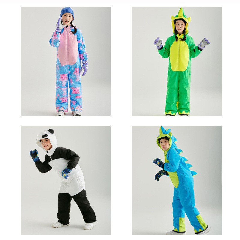 儿童户外卡通连体滑雪服男女童
