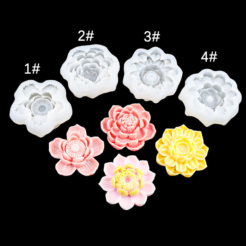 莲花牡丹立体香薰手工皂硅胶模具