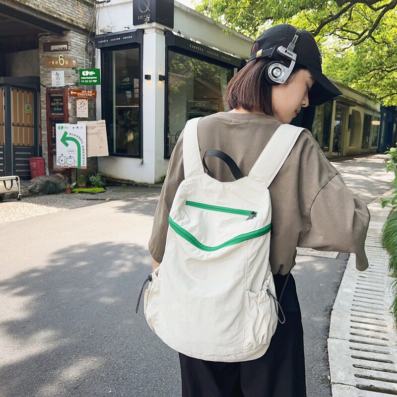 新款撞色双肩包女包韩版户外轻便