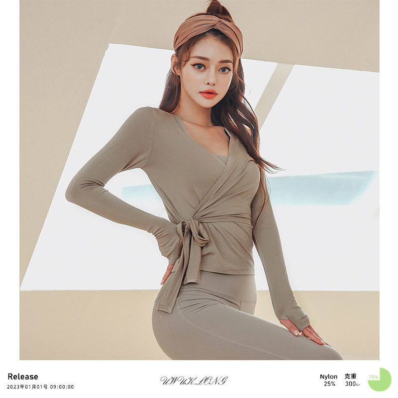 纯棉时尚修身舞蹈长袖瑜伽服户外