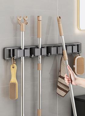 德国BORG拖把壁挂夹免打孔挂钩卫生间神器夹收纳卡扣挂扫把固定架