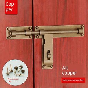 门纯铜表面贴装门闩门锁中国古色古香木门锁门闩挂锁老式无冲孔门