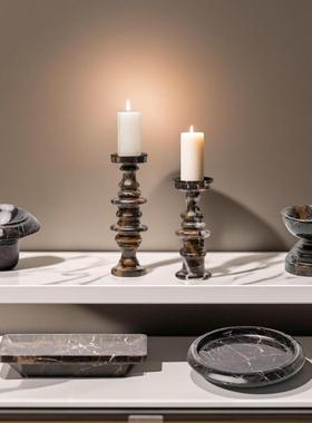 简约现代天然大理石盆栽绿植花盆客厅茶几收纳托盘餐桌烛台摆件