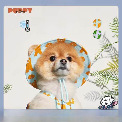 韩国puppygallery涂鸦凉感狗狗帽子露耳朵夏天防晒遮阳宠物小型犬