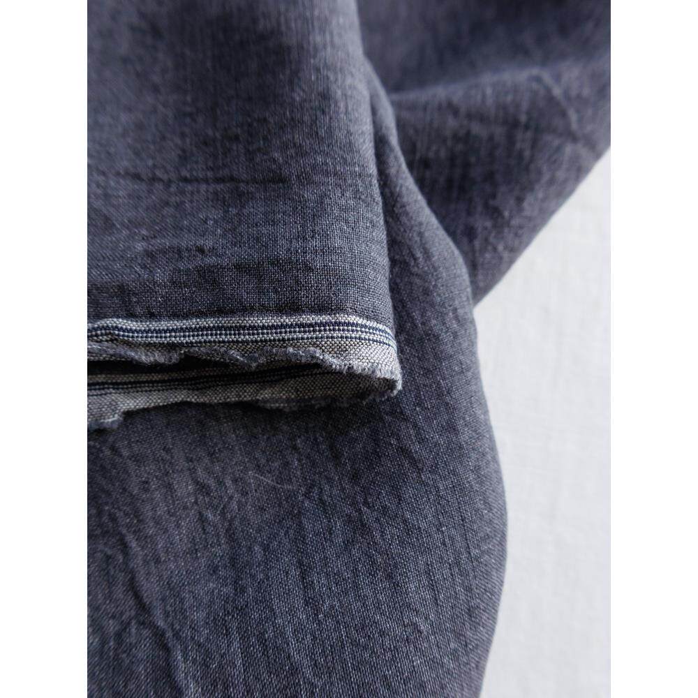水洗色织纯亚麻天然面料田园服装工作室深蓝色旗袍裙裤纯亚麻杏色