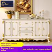 欧式 卧室电视柜高床头柜实木大理石餐具柜加高靠背柜储物柜高柜