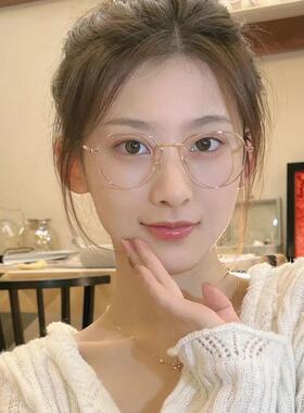 0955新款金属潮金丝多边形丹阳眼镜框架超轻板材近视眼镜女眼镜框