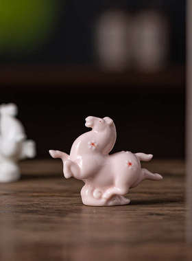 热销创意陶瓷工艺品可爱唐马小摆件家居客厅书房桌面装饰品摆设小