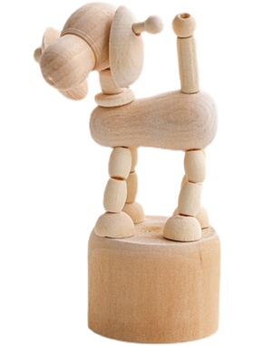 热销卡通长颈鹿小丑治愈系木头玩偶可爱办公室桌面家居饰品小摆件