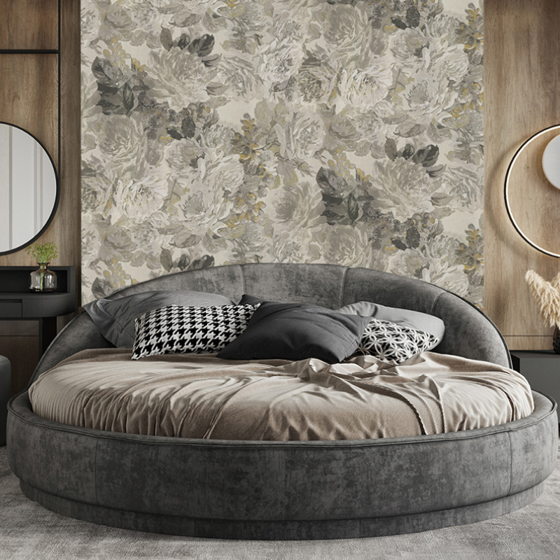 热销英式轻奢田园个性定制无缝墙布壁画法式复古作旧玫瑰花背景墙