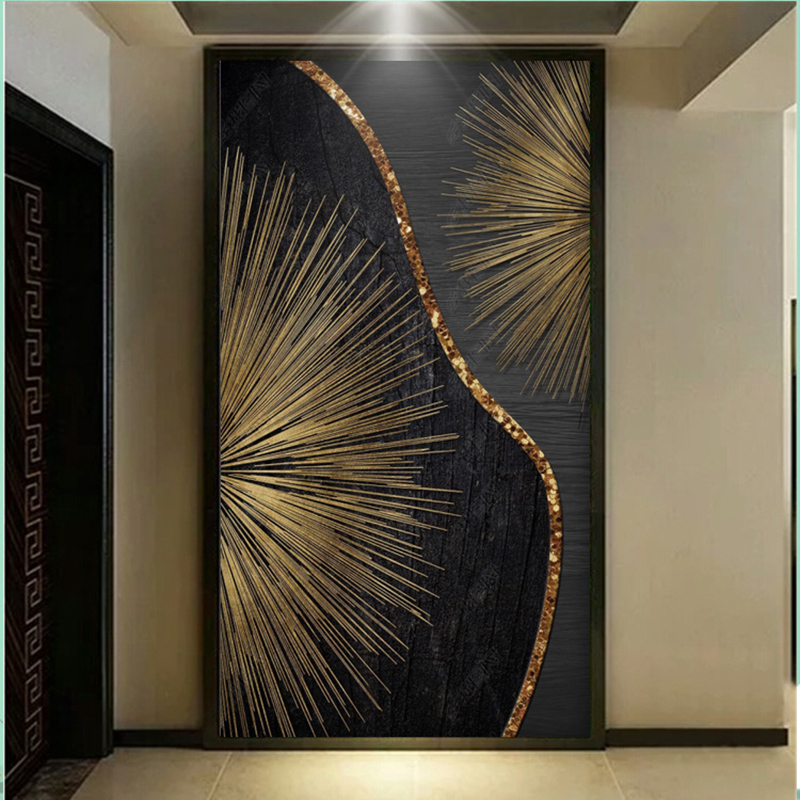 热销北欧大气抽象油画玄关墙纸流金岁月个性壁纸客厅卧室无缝装饰