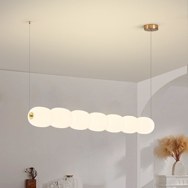 热销法式奶油风现代简约茶室网红餐厅吊灯长条灯书房全光谱护眼学