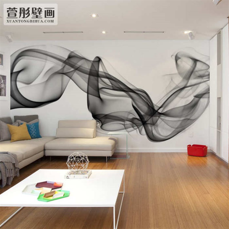 热销现代简约黑白抽象水墨极简壁画客厅电视沙发背景墙纸卧室墙布