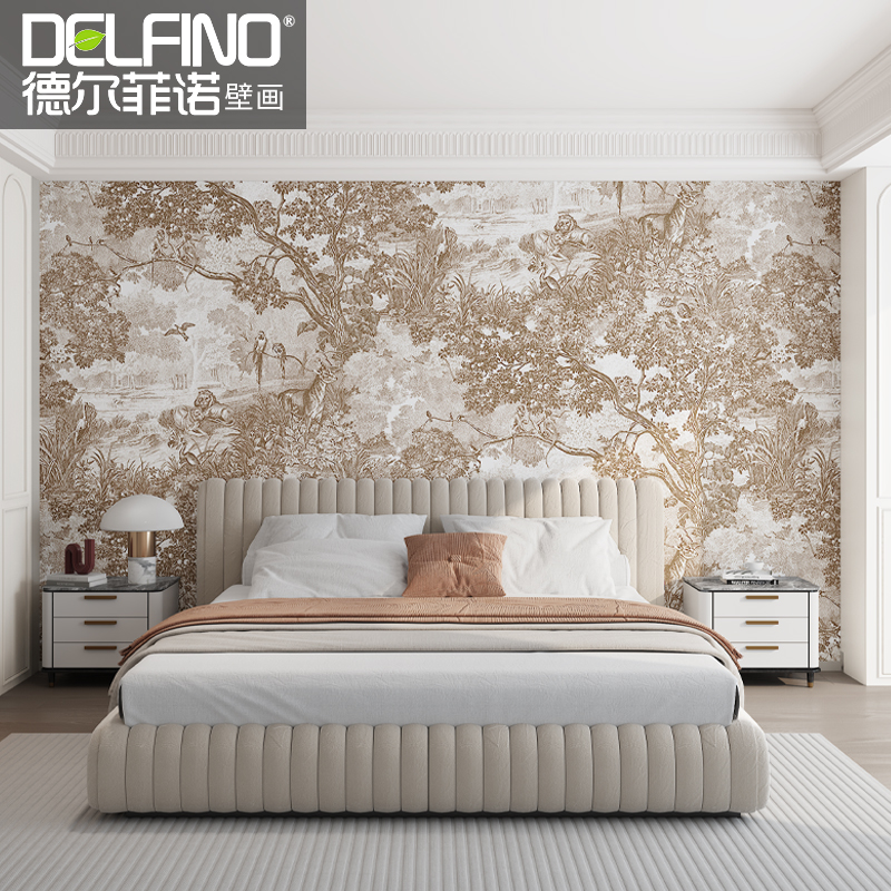 热销环保法式无缝墙布现代简约壁纸客厅卧室沙发电视背景墙定制壁