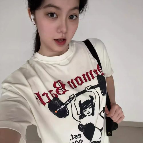 TT WOLVES独家!超软糯轻柔弹力水洗女款微宽松版型猫女TeeS71