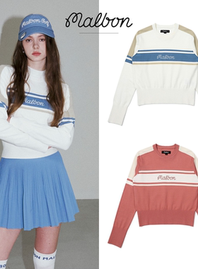 25春秋季韩国MALBON女款上衣圆领长袖针织衫运动休闲高弹时尚轻薄