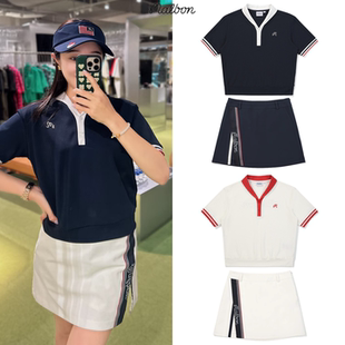 韩国MALBON高尔夫服装女款套装运动休闲时尚短袖防走光A字短裙