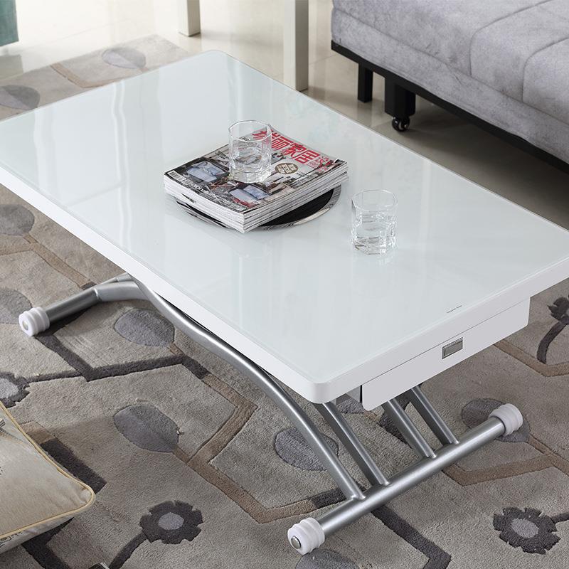 康乃美T-1502客厅小户型升降茶几餐桌两用带电磁炉可储物玻璃饭桌