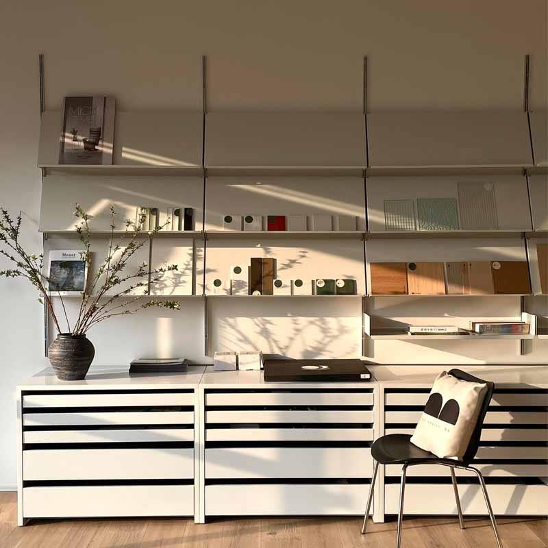 系统隐形中古轨道书架壁挂置物架上墙隔板抽屉收纳柜家用陈列展示