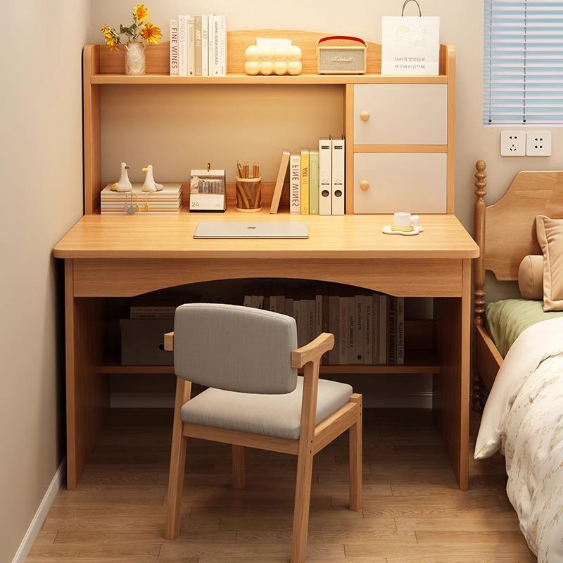 电脑桌台式家用书桌书架一体桌学生学习桌椅组合卧室办公写字桌子