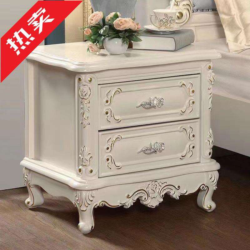 ir全实木欧式床头柜复古花实木家用家居简约卧室床边柜高档储物