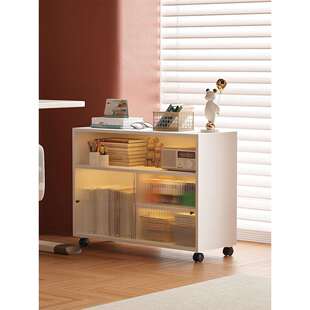 书桌小书架桌下收纳柜置物架桌边柜书柜落地侧边小柜子办公桌矮柜