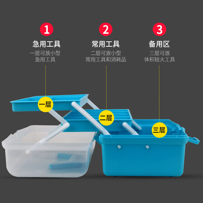 热销渔具配件收纳箱手提铅坠鱼线鱼钩盒多功能三层钓鱼工具盒子整