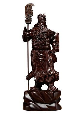 热销黑檀木雕刻关公像摆件大号财神爷家居公司装饰红木工艺品开业