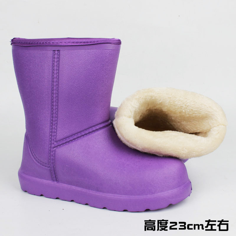 热销冬季加厚保暖轻便一体EVA男女棉雨鞋防水胶鞋男防滑加棉泡沫