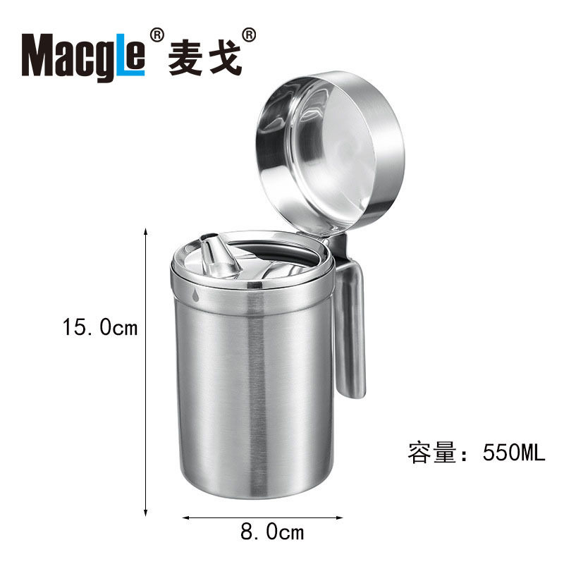 工厂供应不锈钢304油壶防尘防漏油壶家用厨房用品500ML油瓶油壶