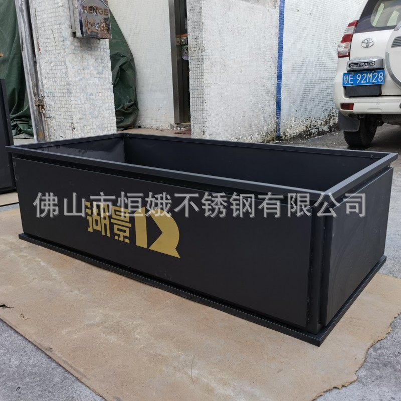 户外金属种植盆 铁烤漆黑色花箱 不锈钢长方形大花盆