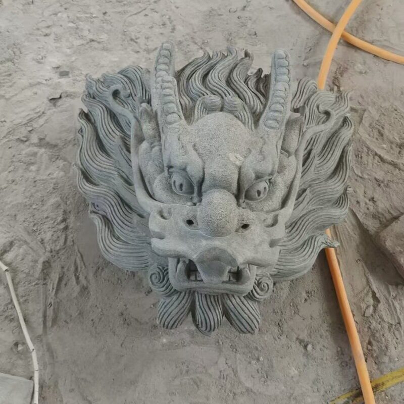青石喷水龙石雕造景壁挂摆件