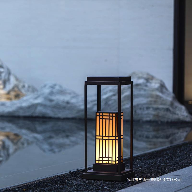 LED太阳能柱头灯户外新中式防水草坪灯花园小区景观灯别墅庭院灯