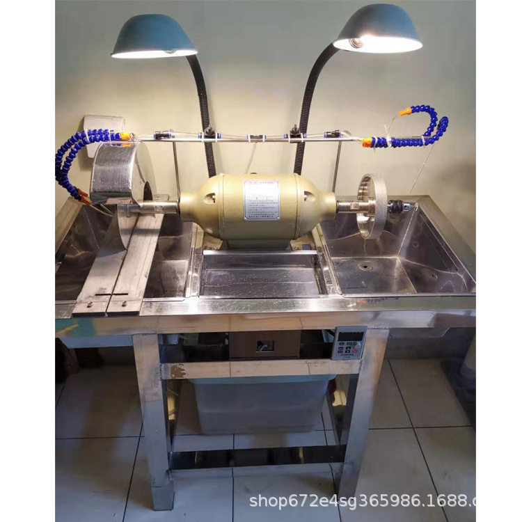 玉石雕刻机家用切割机横机右手机蜜蜡冲坯220V砂轮机双头切磨机