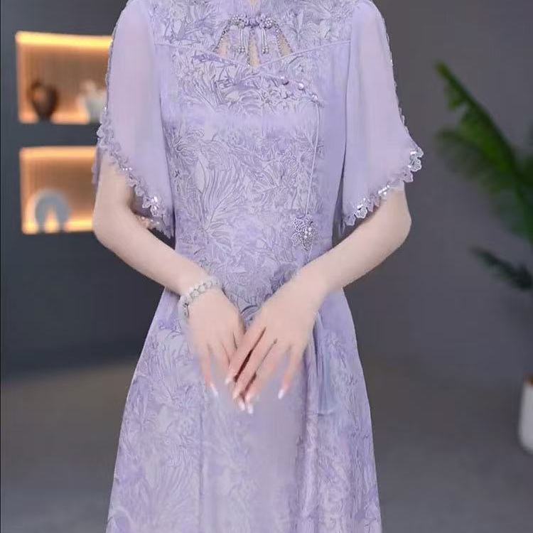 改良旗袍连衣裙2025新款女夏季十三行爆款气质妈妈轻奢高级感国风