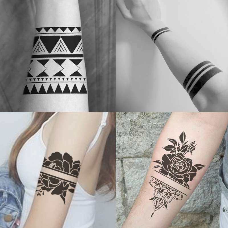 臂环花环腿环纹身模板大图玛雅图腾素花喷绘纹绣刺青用镂空图册