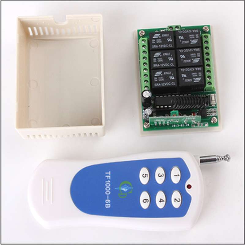 贴纸6键无线遥控多功能12V24V六路灯具电机马达正反转控制器开关
