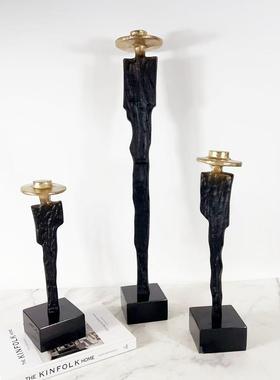 北欧创意简约金属三隐士人物雕塑摆件样板房卧室书房玄关家居饰品