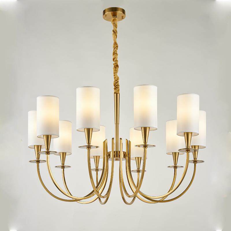 美式乡村吊灯北欧客厅简约全铜新中式吊灯简欧餐厅大吊灯8头卧室