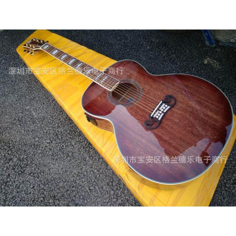 工厂43寸桃花心吉普赛gibson jumbo j200类手工面单木吉他
