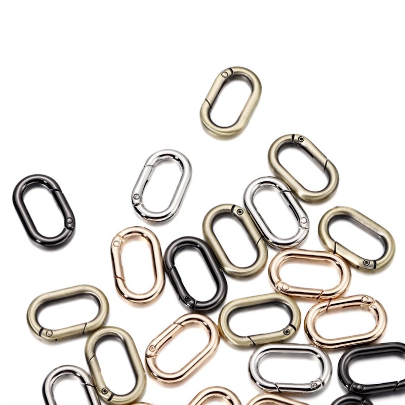 5Pcs/lot Metal Oval Ring Spring Clasps Openable Carabiner Ke