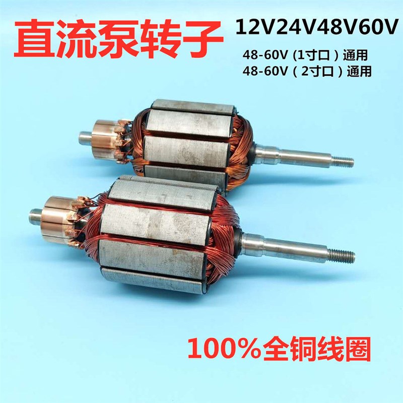 潜水泵转子直流配件12V24V48V60V72伏两用通用一二寸铜线电机线圈