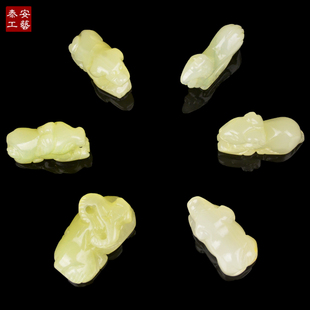 岫玉六畜墓地骨灰盒摆件天然玉石下葬陪葬随葬品五谷丰登六畜兴旺