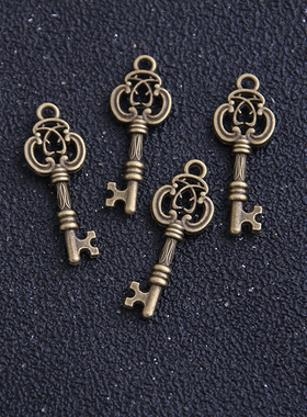 24pcs/lot 10*28mm Four Color Vintage Metal Alloy Keys Jewelr