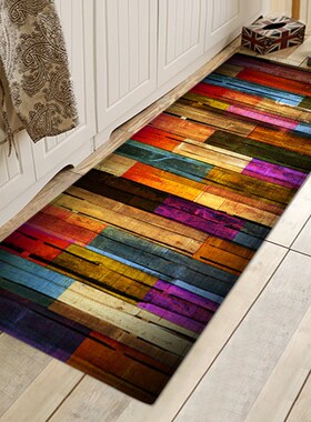 Colorful Wood Grain Floor Mat Carpet Entrance Doormat Outdoo