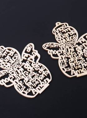 12 PcsPack Wooden Hollow Out Angel Doll Ornaments Pendants
