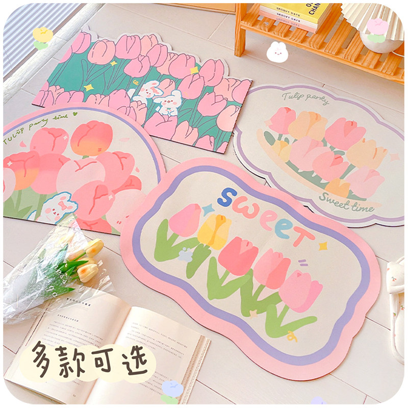 兔兔花语浴室地垫家用硅藻泥吸水脚垫卫生间门口防滑垫子厕所地毯